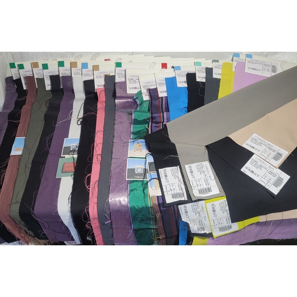 LOT #2:  Italian‎ Cangioli Cotton & Misc. Blend Solids Fabric Samples 15" x 24"